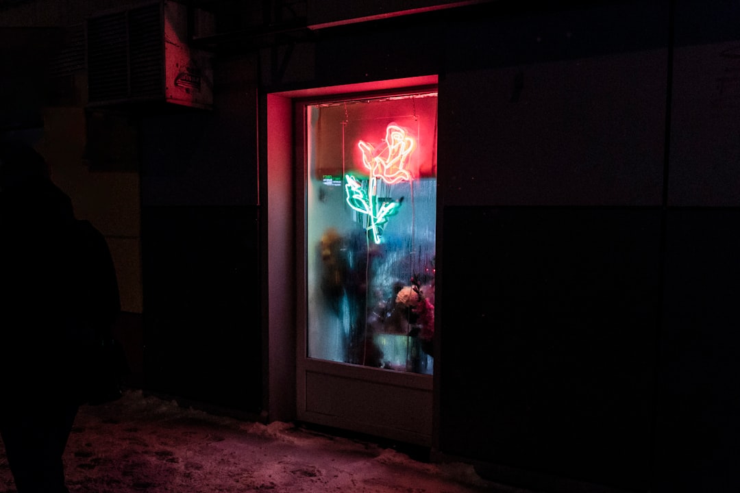 red lighted flower wall decor