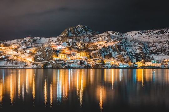 white mountain at night time in St. John's Canada