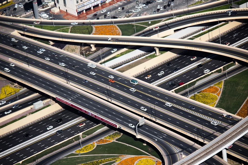 aerial view photography of roads