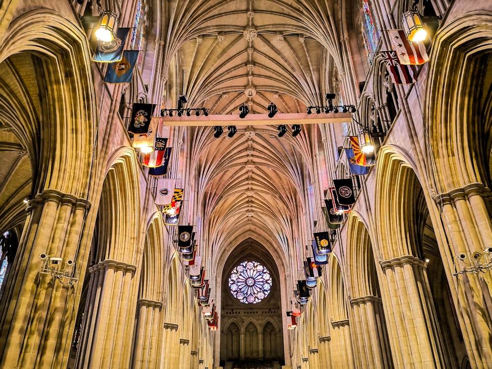 low angle photography on inside building view