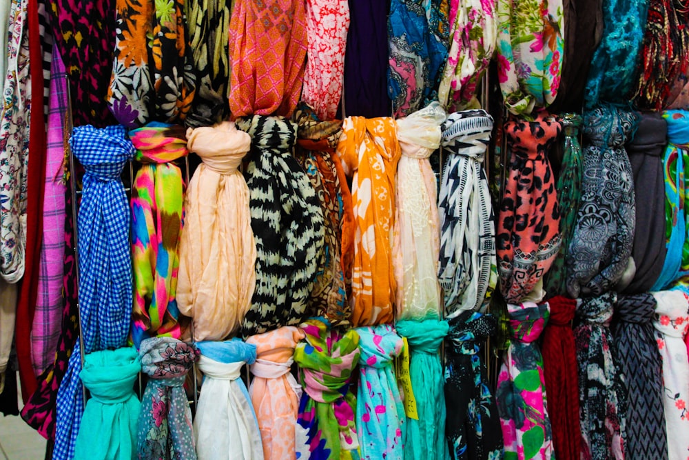 multi-colored scarves