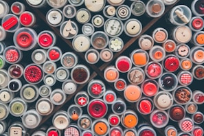 aerial view of multi-colored buttons
