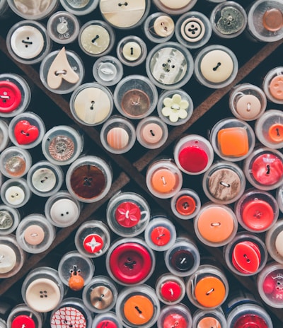 aerial view of multi-colored buttons