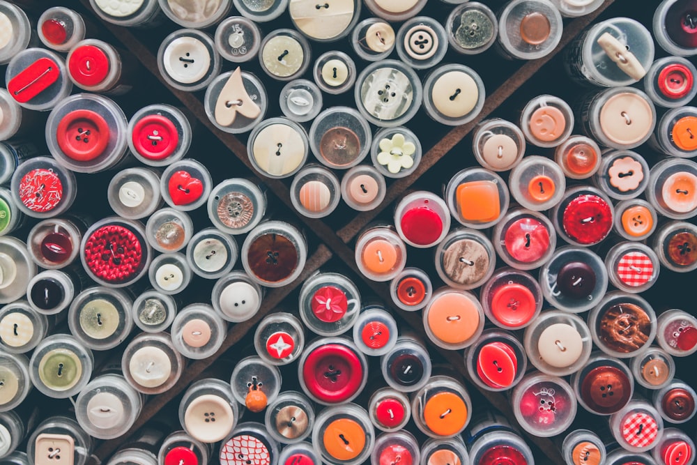 aerial view of multi-colored buttons