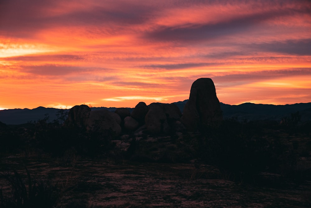 silhouette of stones during golden hour