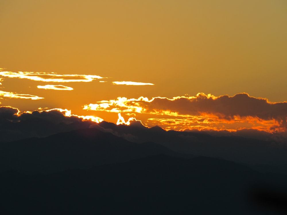 silhouette of mountain peaks