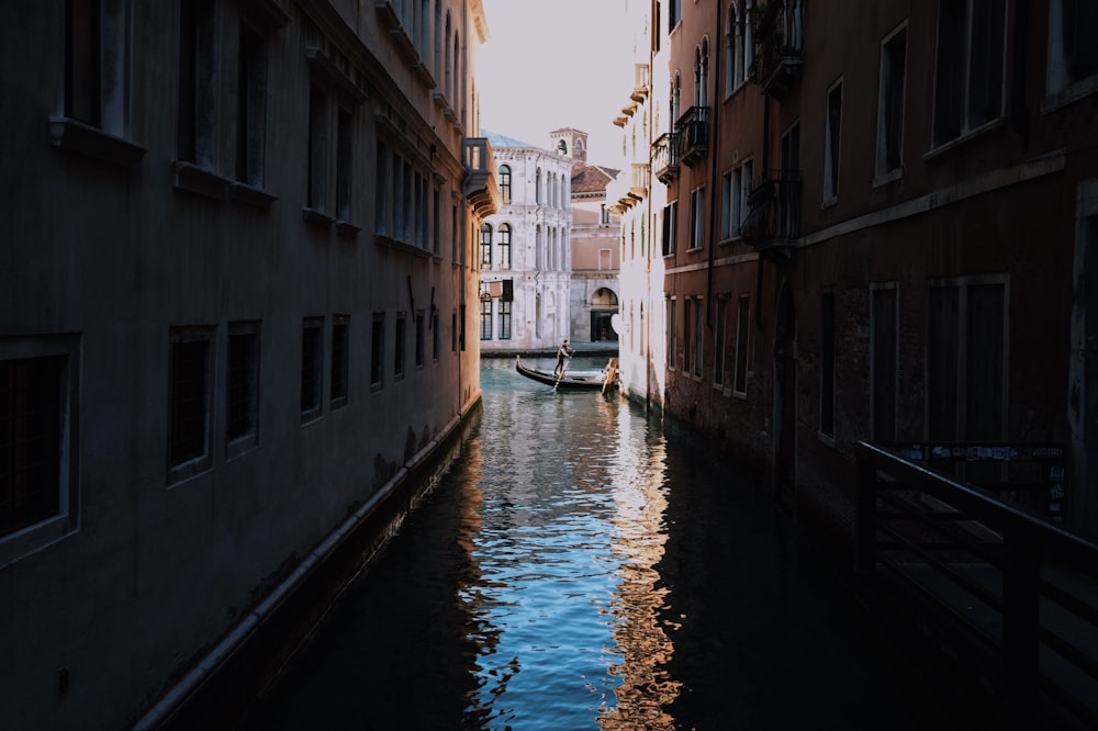canal between buildings