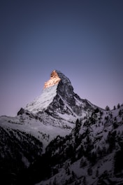 mountain coated with snow