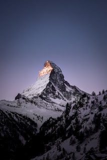 mountain coated with snow