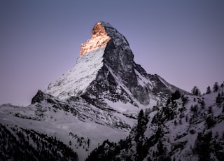 mountain coated with snow