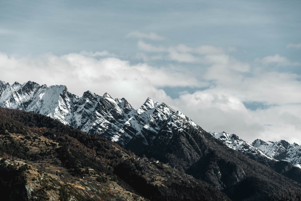 snow covered mountain peaks