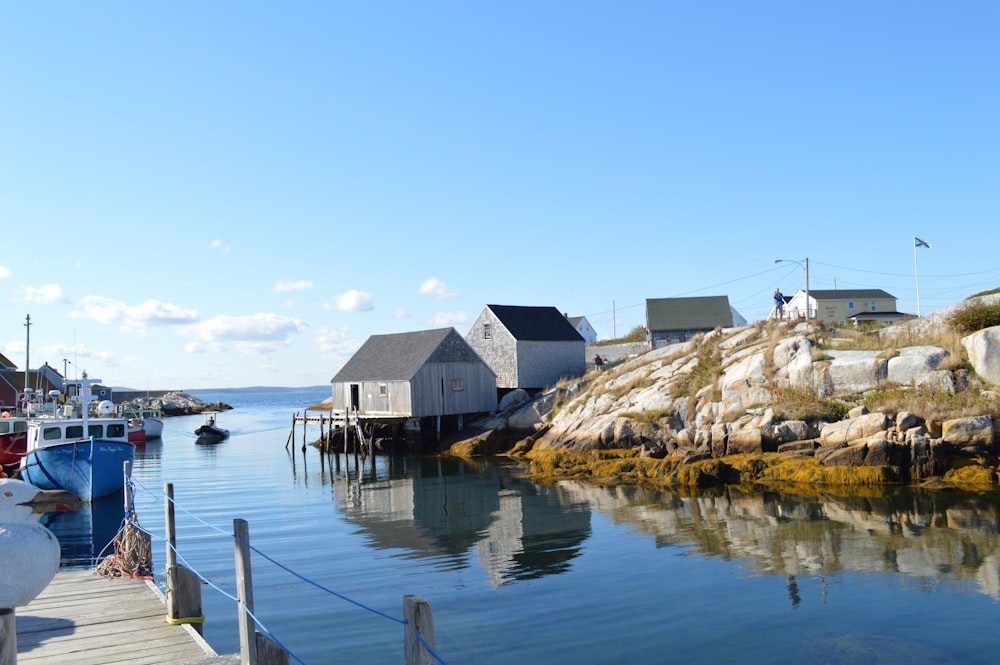 houses surrounded by lake