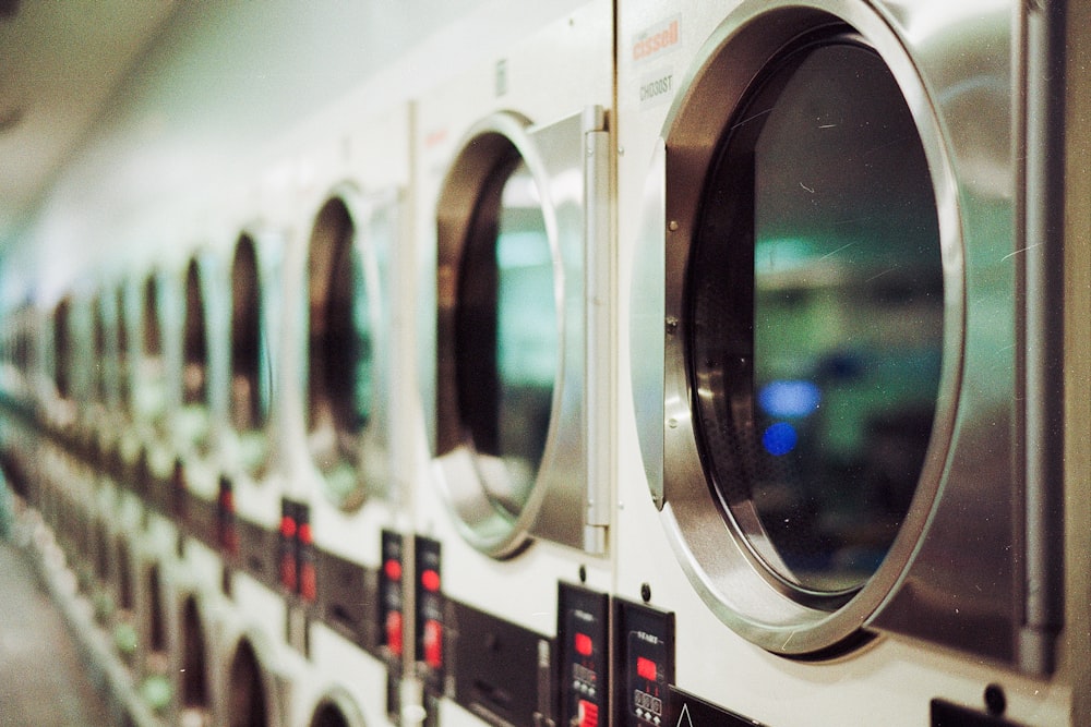 shallow focus photo of washing machines