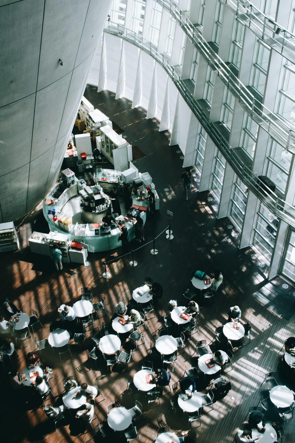 people eating inside building