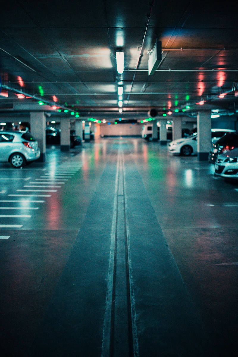 Clean sealed concrete floor in a parking garage