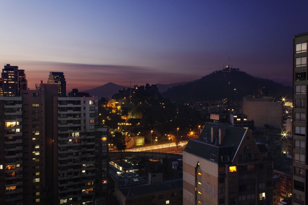 high-angle photography of city at night