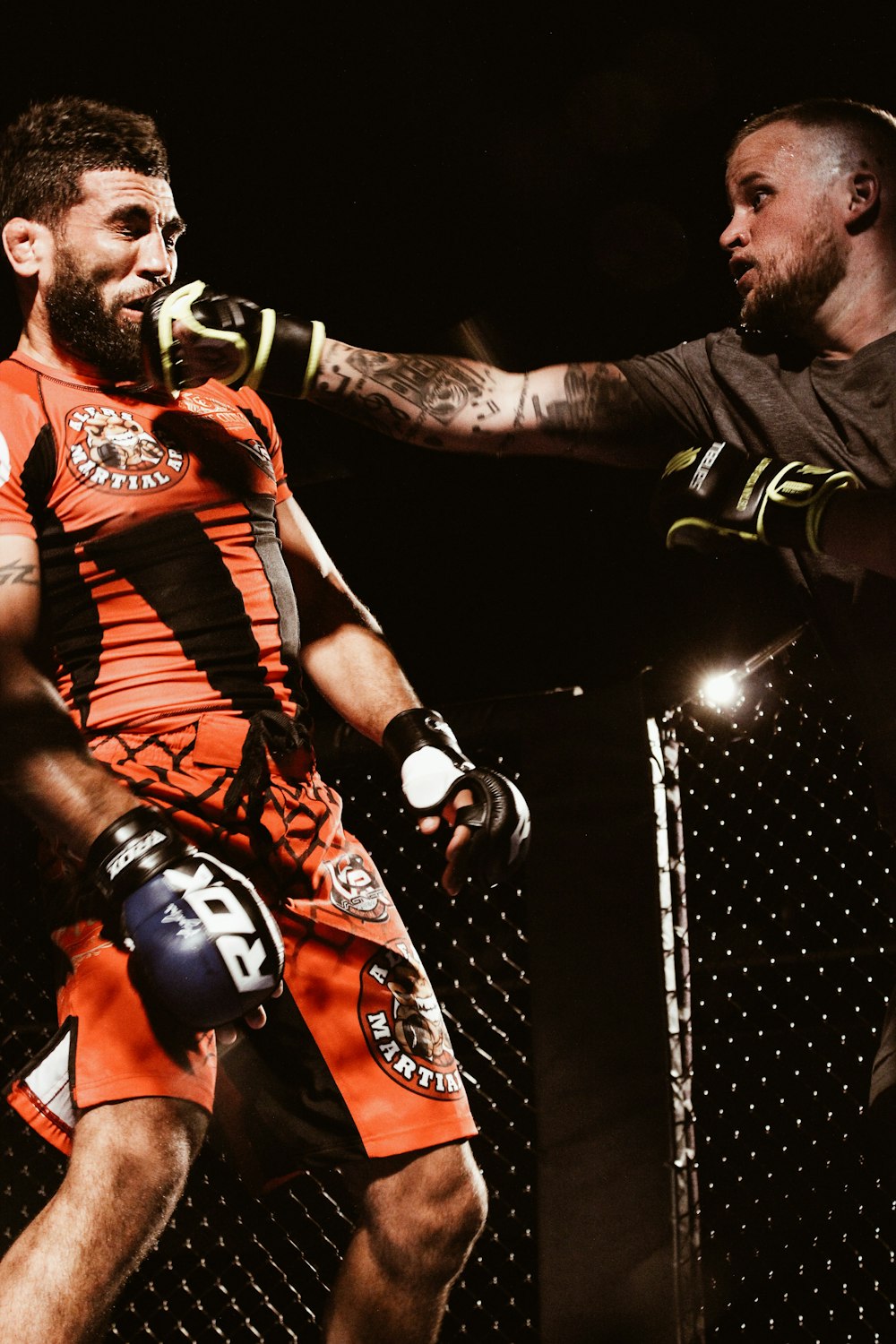 two men playing UFC inside ring