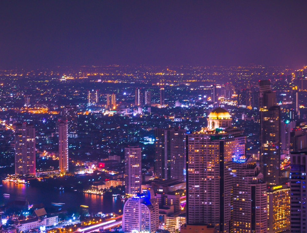 city lights during night time