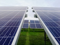 blue and white solar panel lot