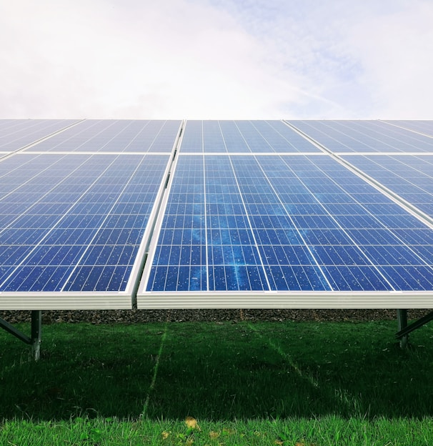 white and blue solar panel system