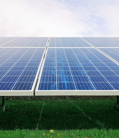 white and blue solar panel system