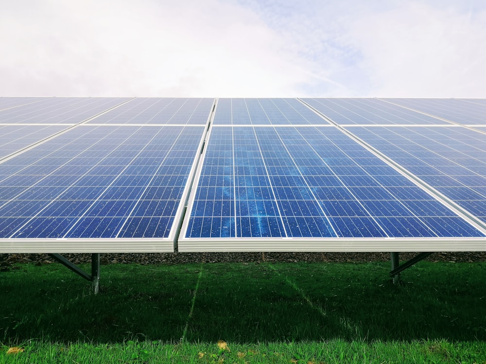 white and blue solar panel system