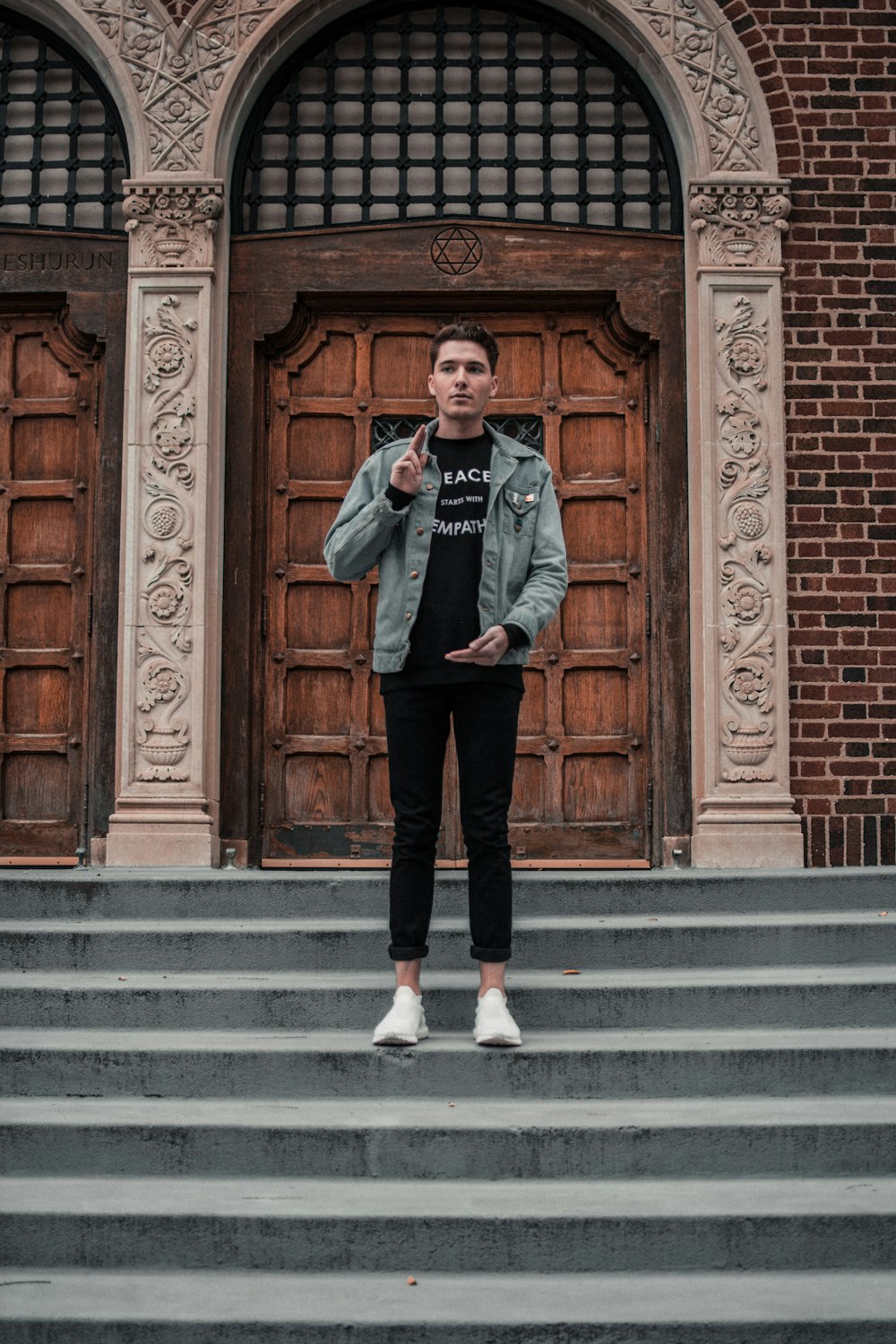 man standing in front of door