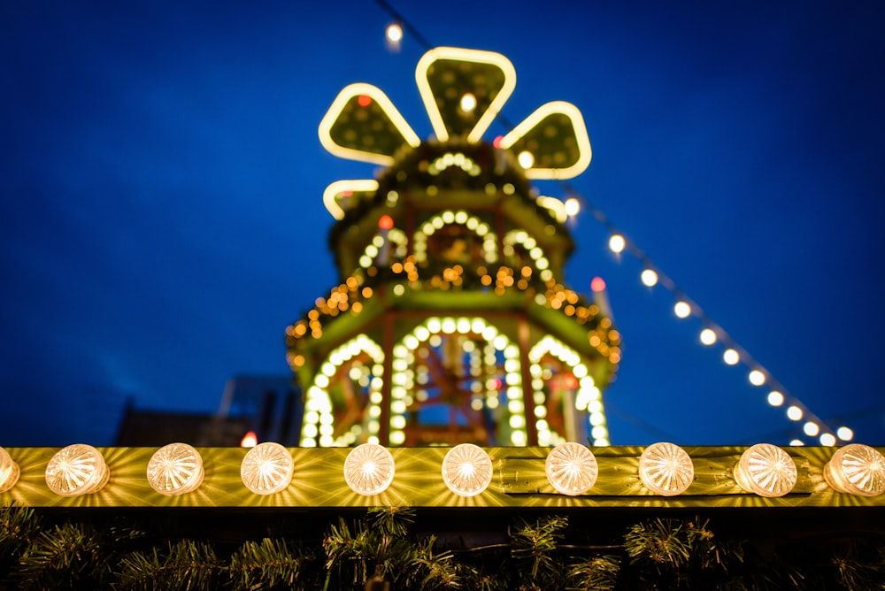 brown building with string lights