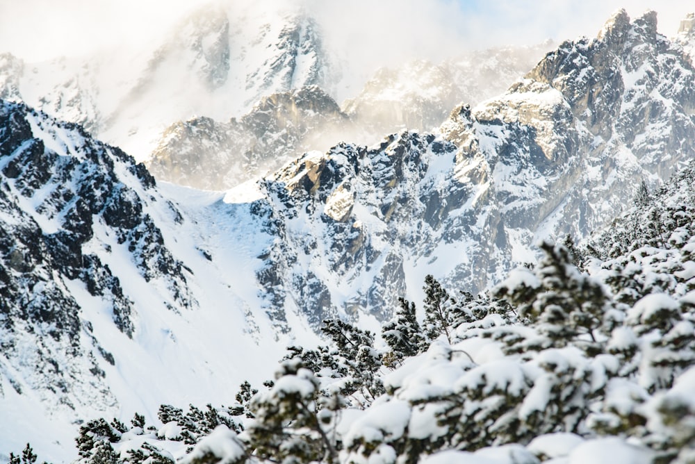 Foto de paisaje de montañas cubiertas de nieve