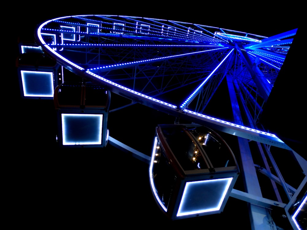 Ferris wheel with LED lights at nighttime