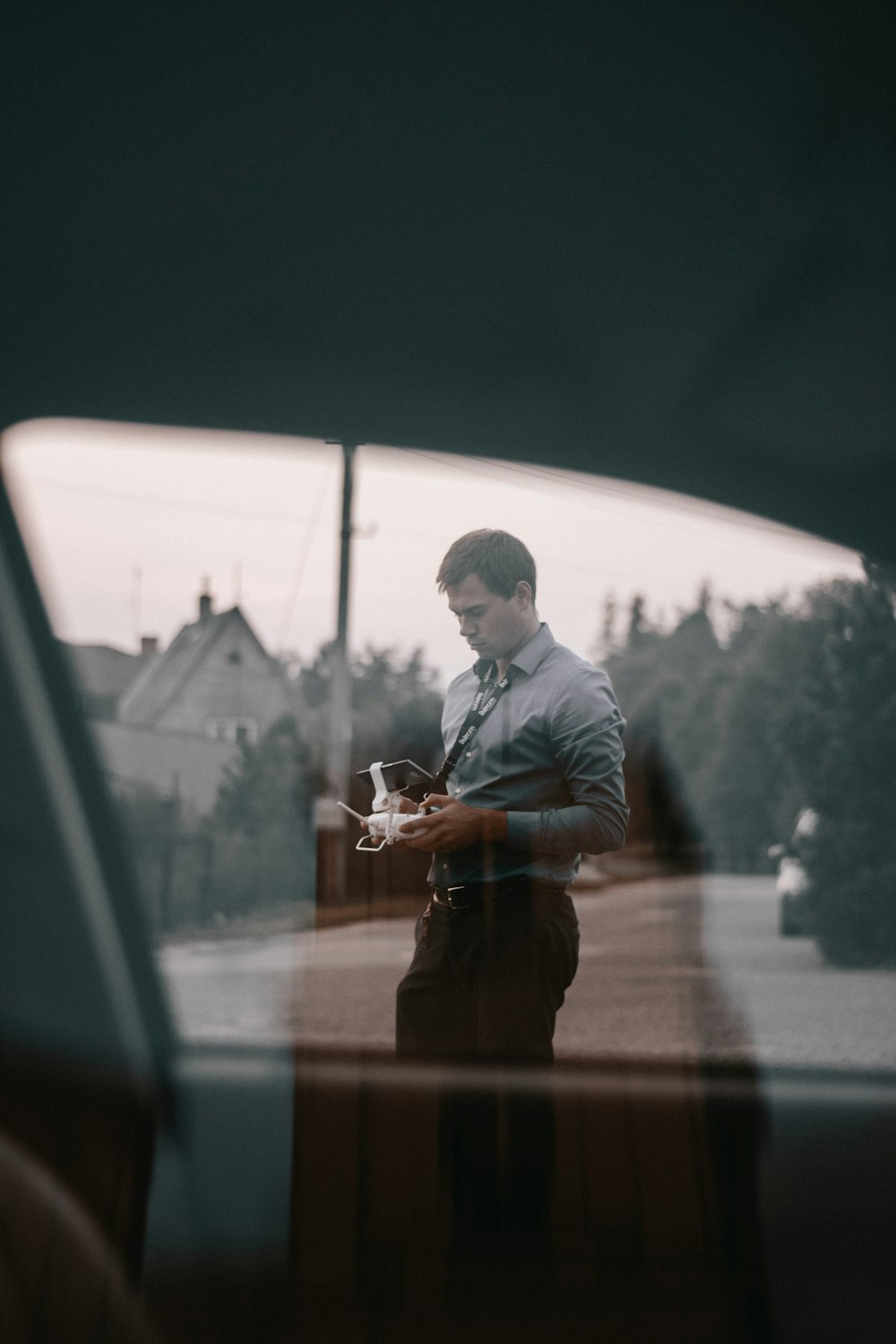 man in gray dress shirt