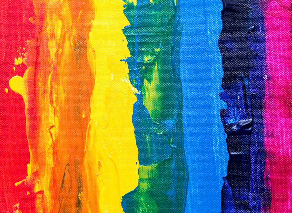 peinture abstraite bleue et jaune