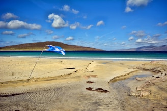 sand near ocean under blue sky