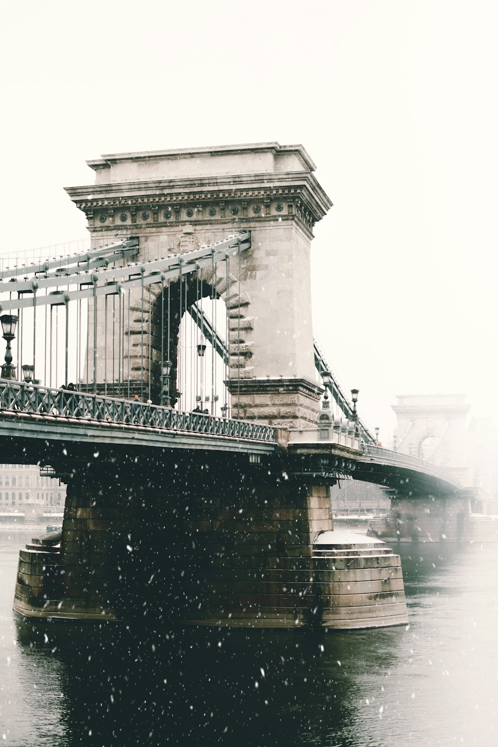 white and gray concrete bridge grayscale photo