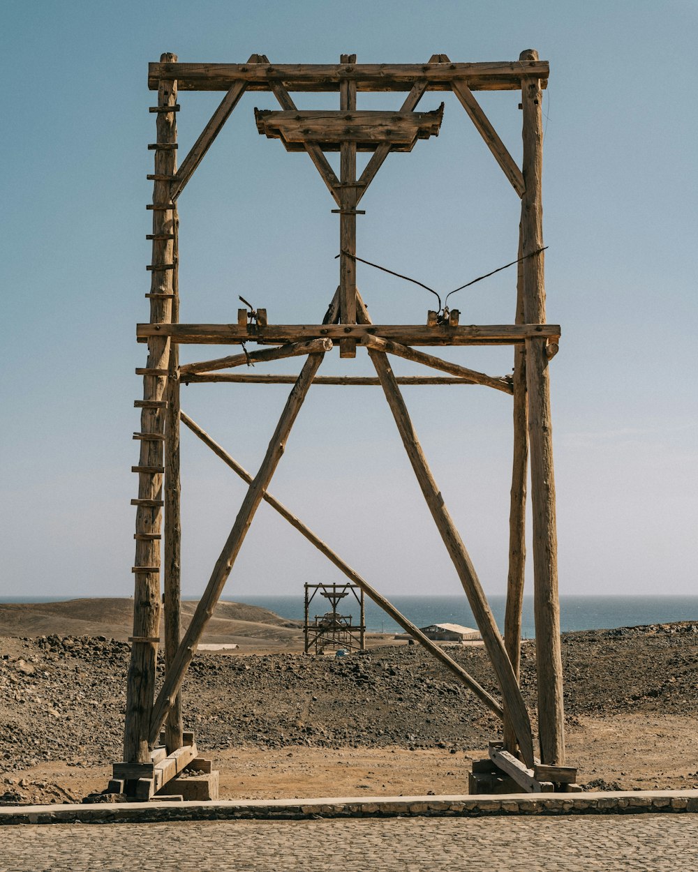 brown wooden scaffolding at daytime