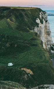 white van on mountain