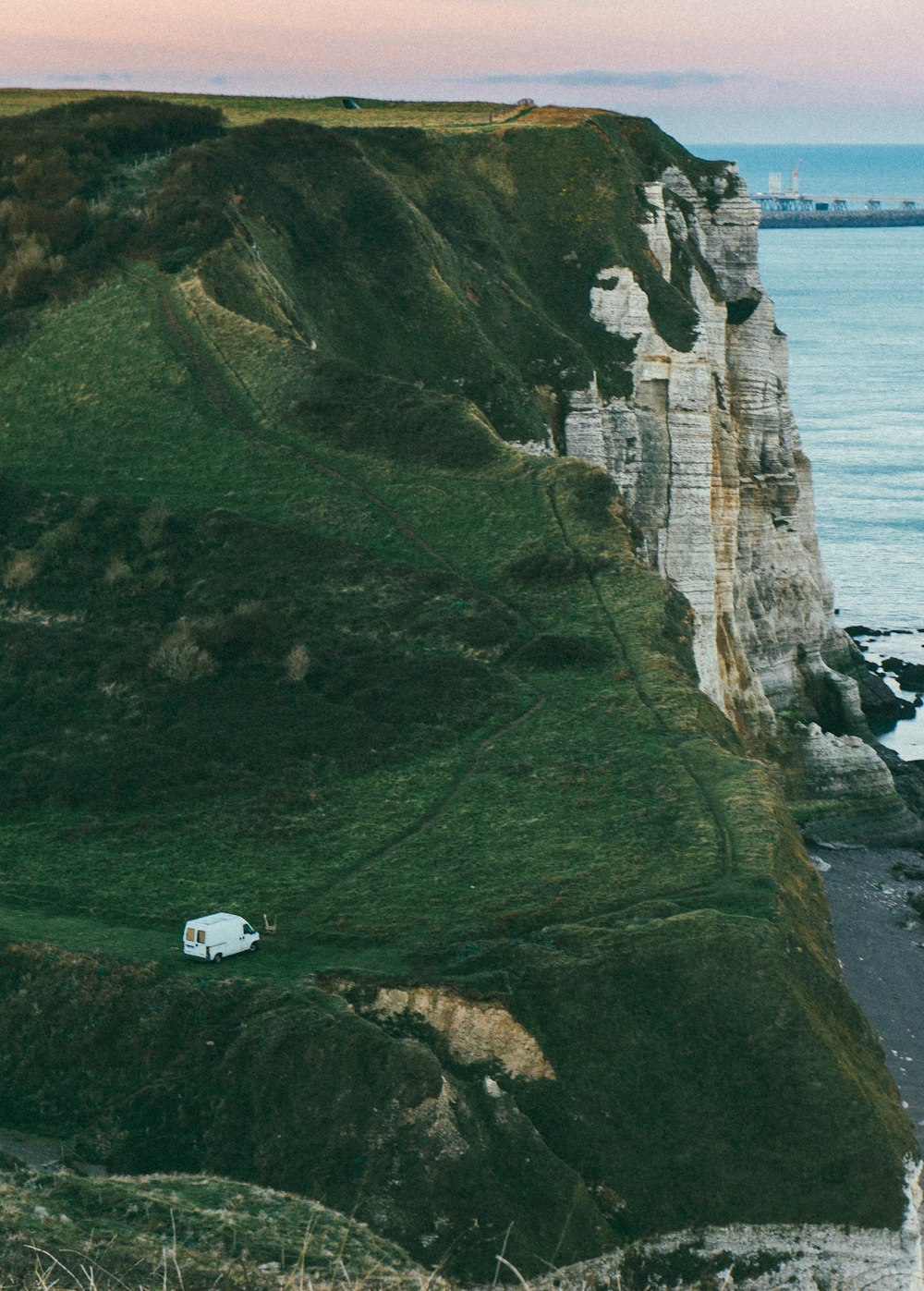 white van on mountain