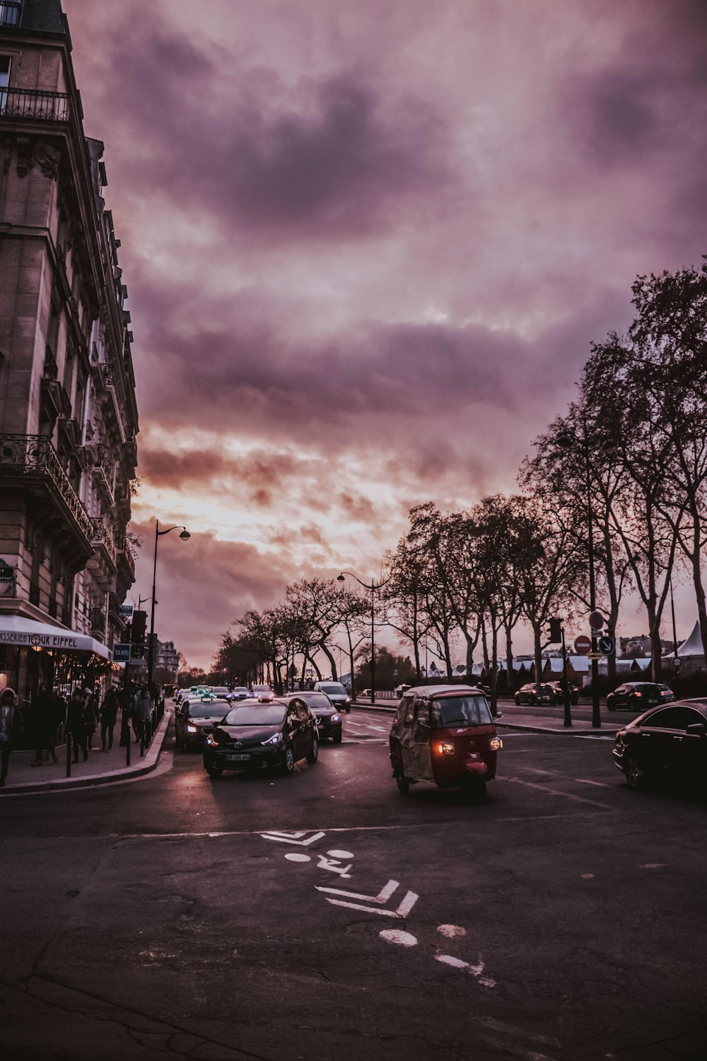 vehicles on road during golden hour