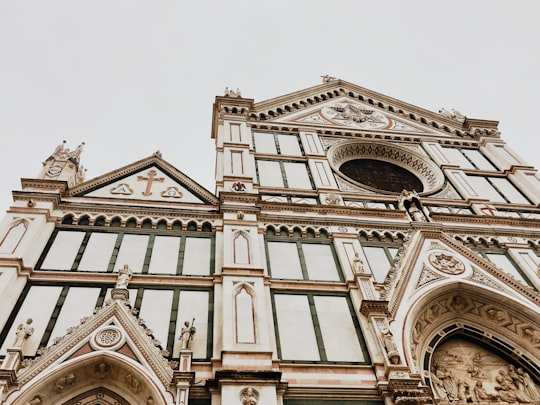 architectural of beige concrete building in Basilica of Santa Croce in Florence Italy