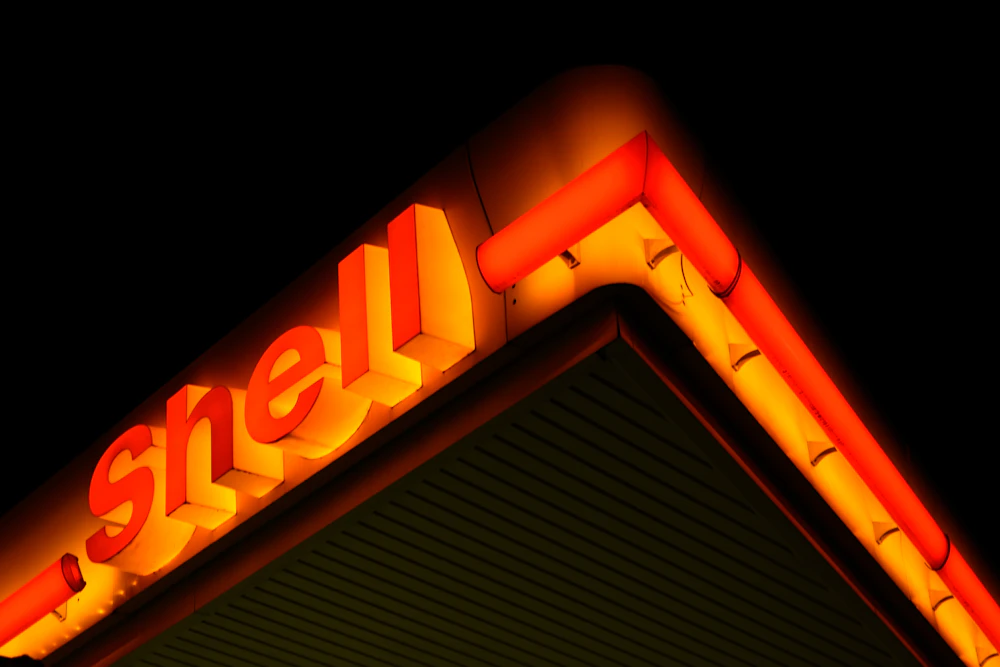 Petrol station at night