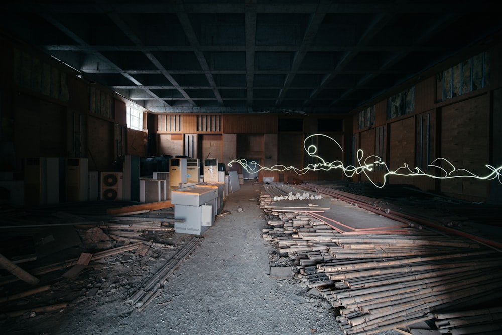 assorted metal bars inside warehouse