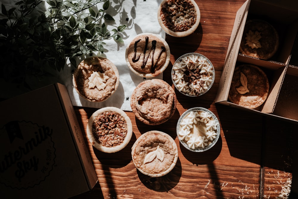 assorted pastries on table