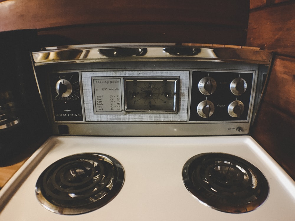 white and black electric coil oven