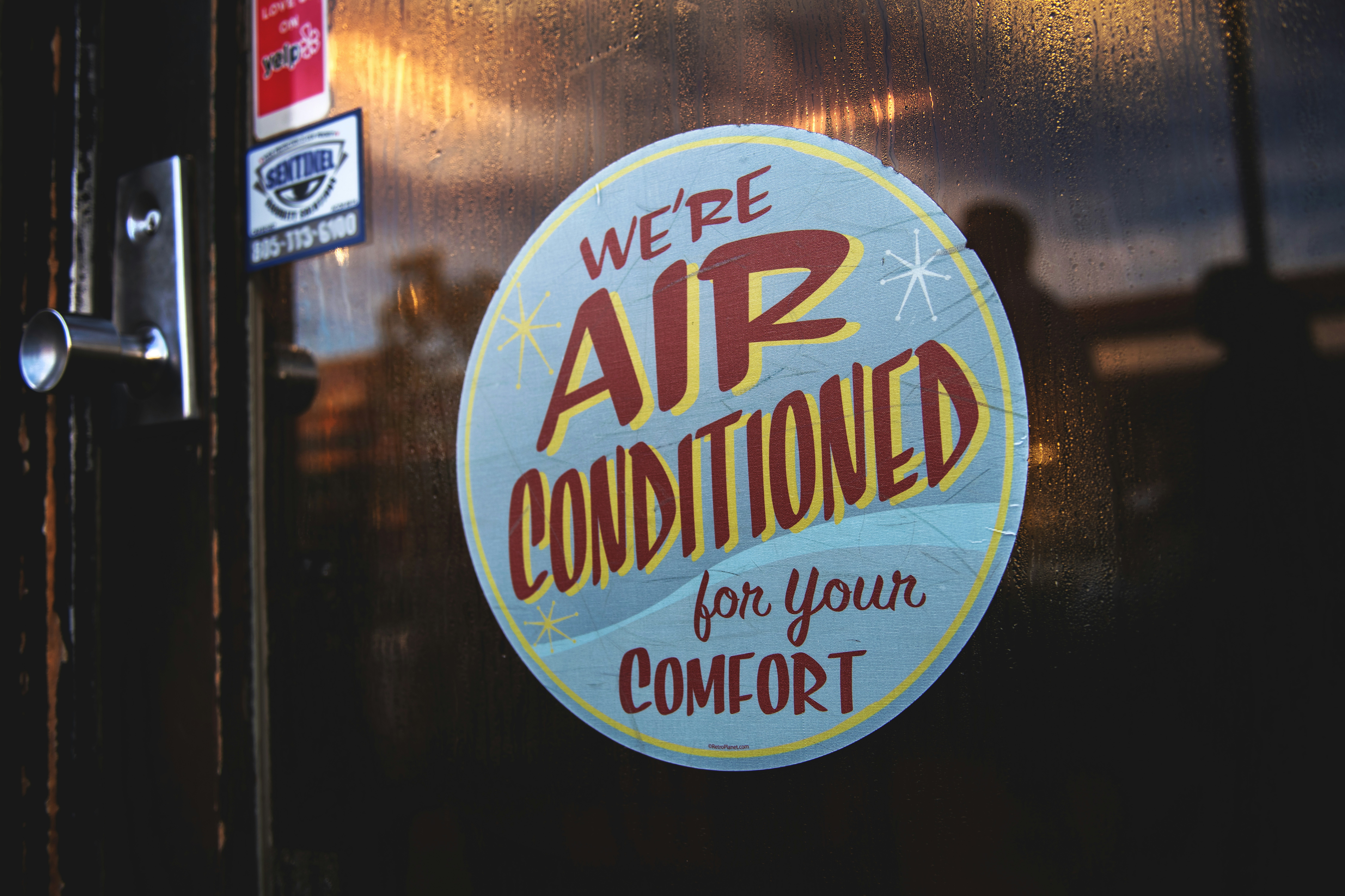 air conditioning sign on door