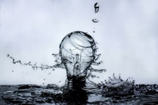 Water drop on lightbulb representing innovative breakthrough moments