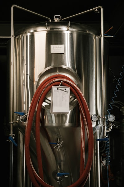 Brewery fermentation tank in production facility