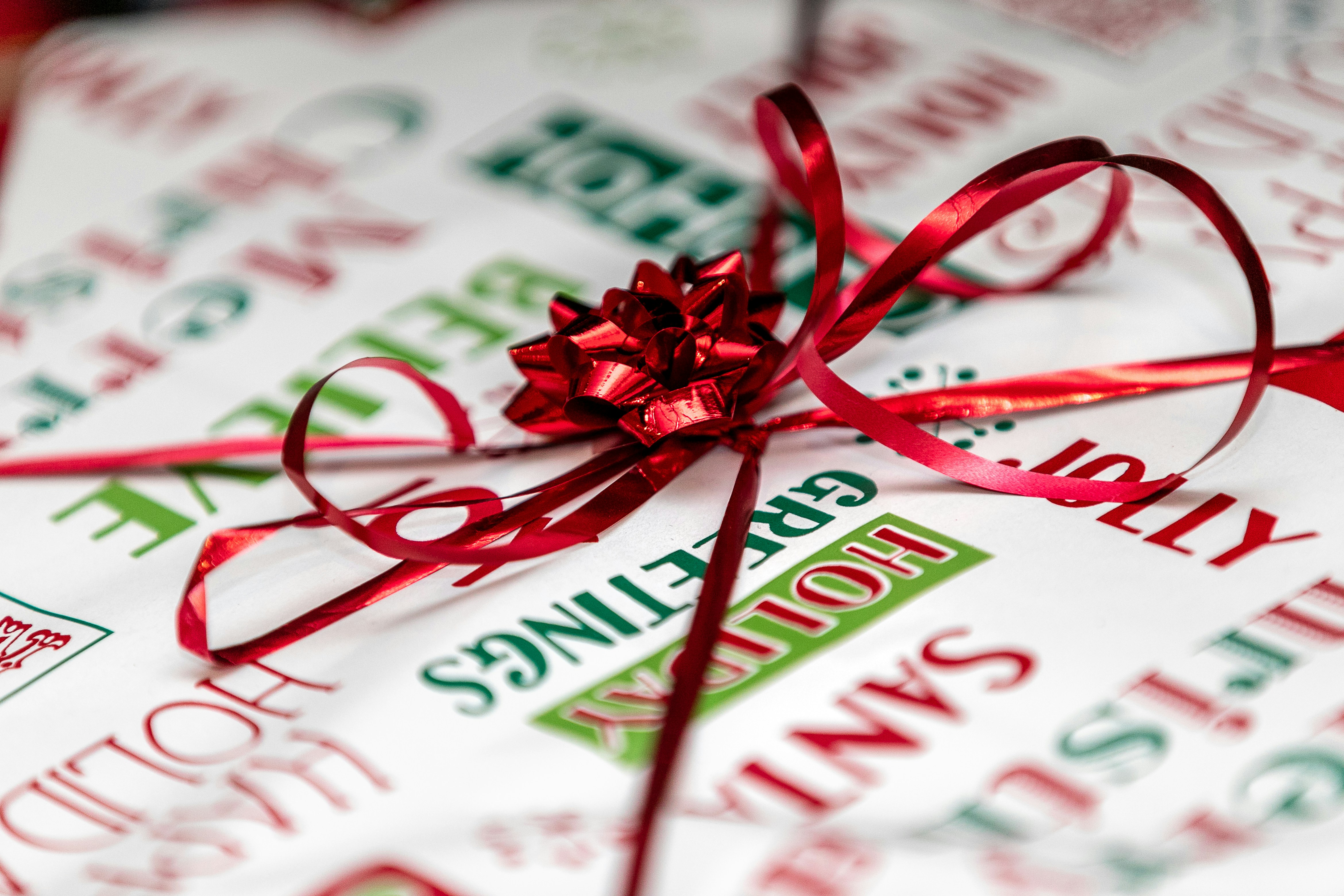 Christmas gift with red bow