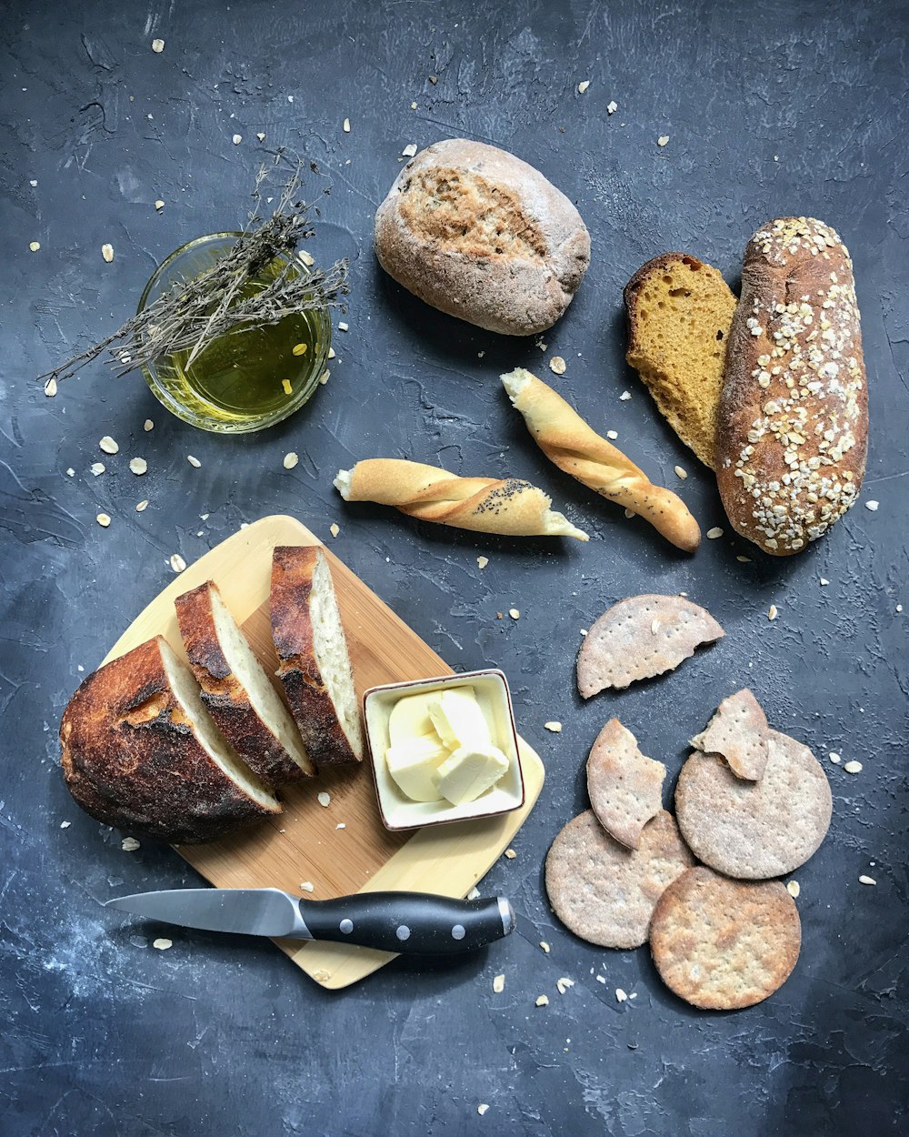 flat lay photo of bread