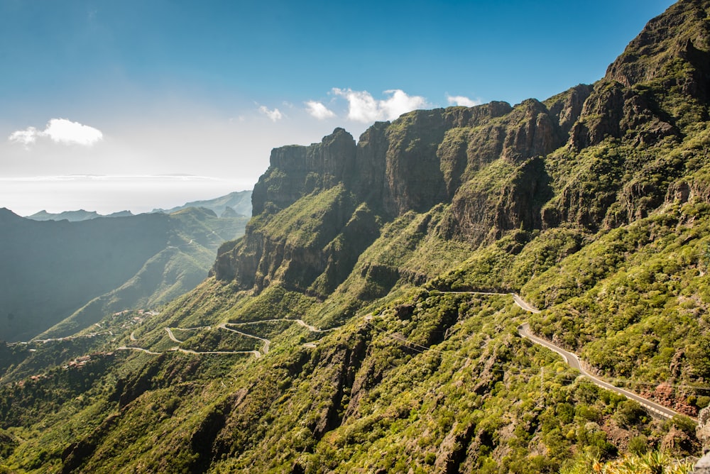 aerial photo winding road