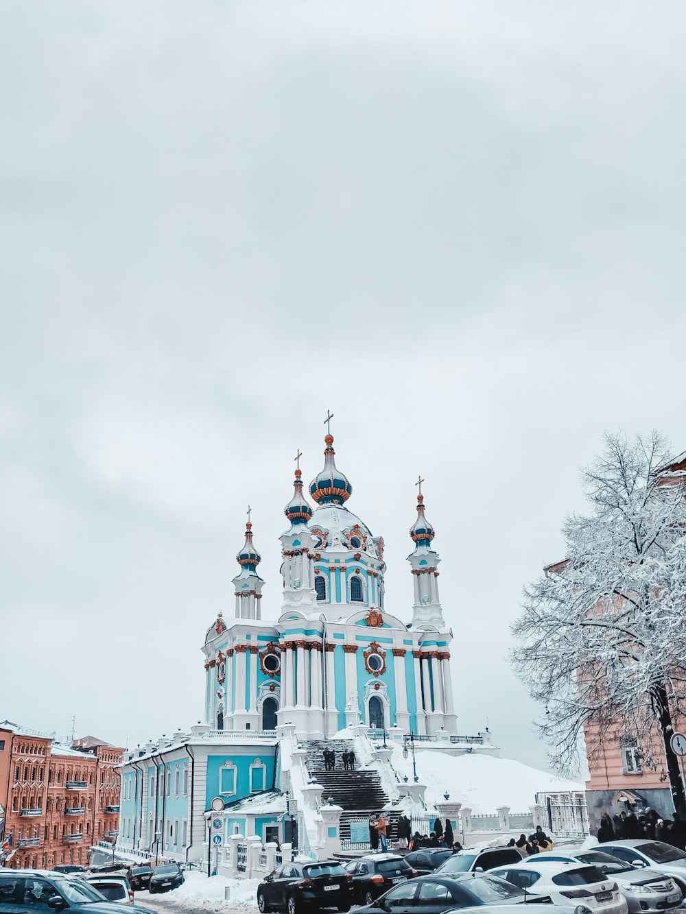 white and blue concrete castle